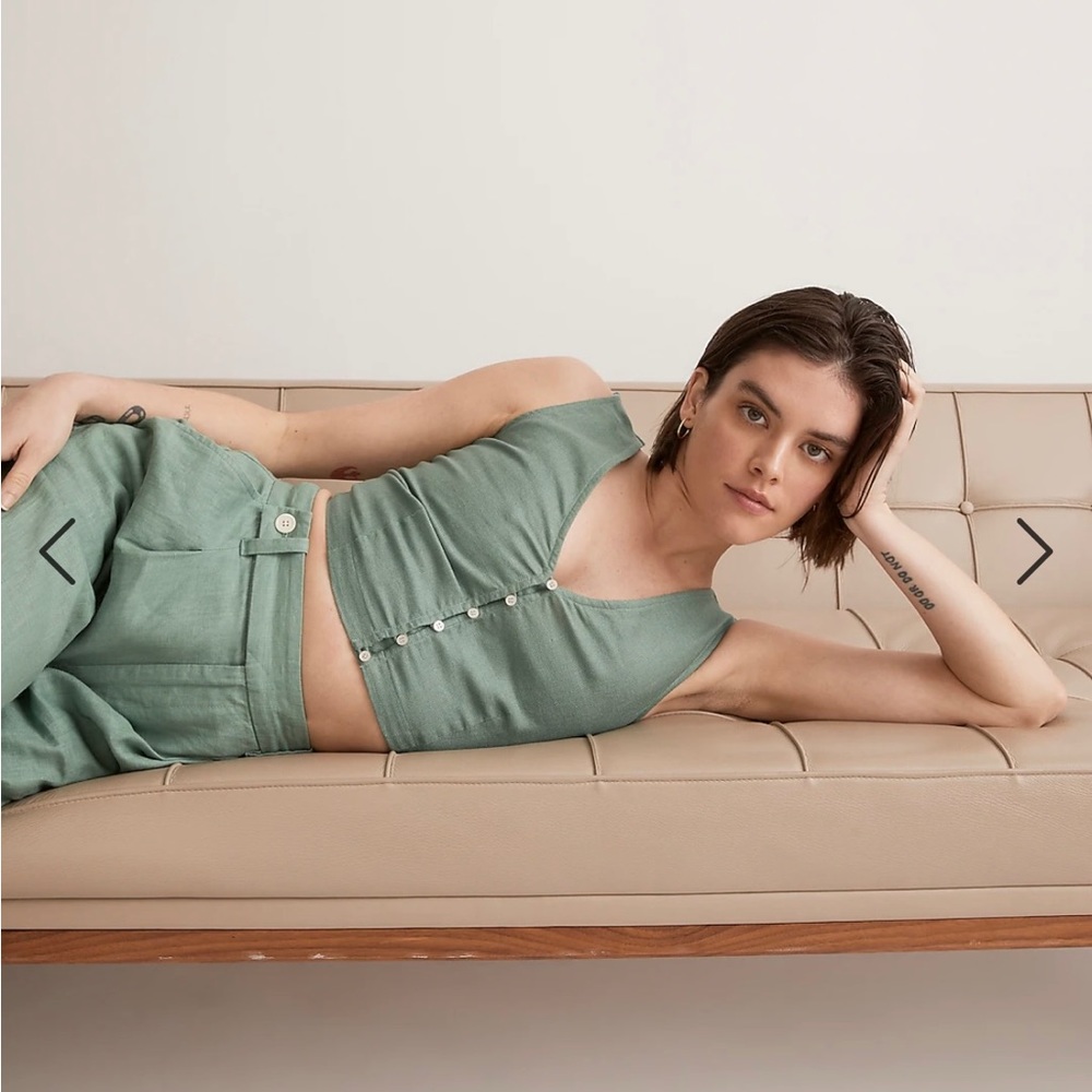 MADEWELL Linen Gwen Crop Vest Top 00/XS